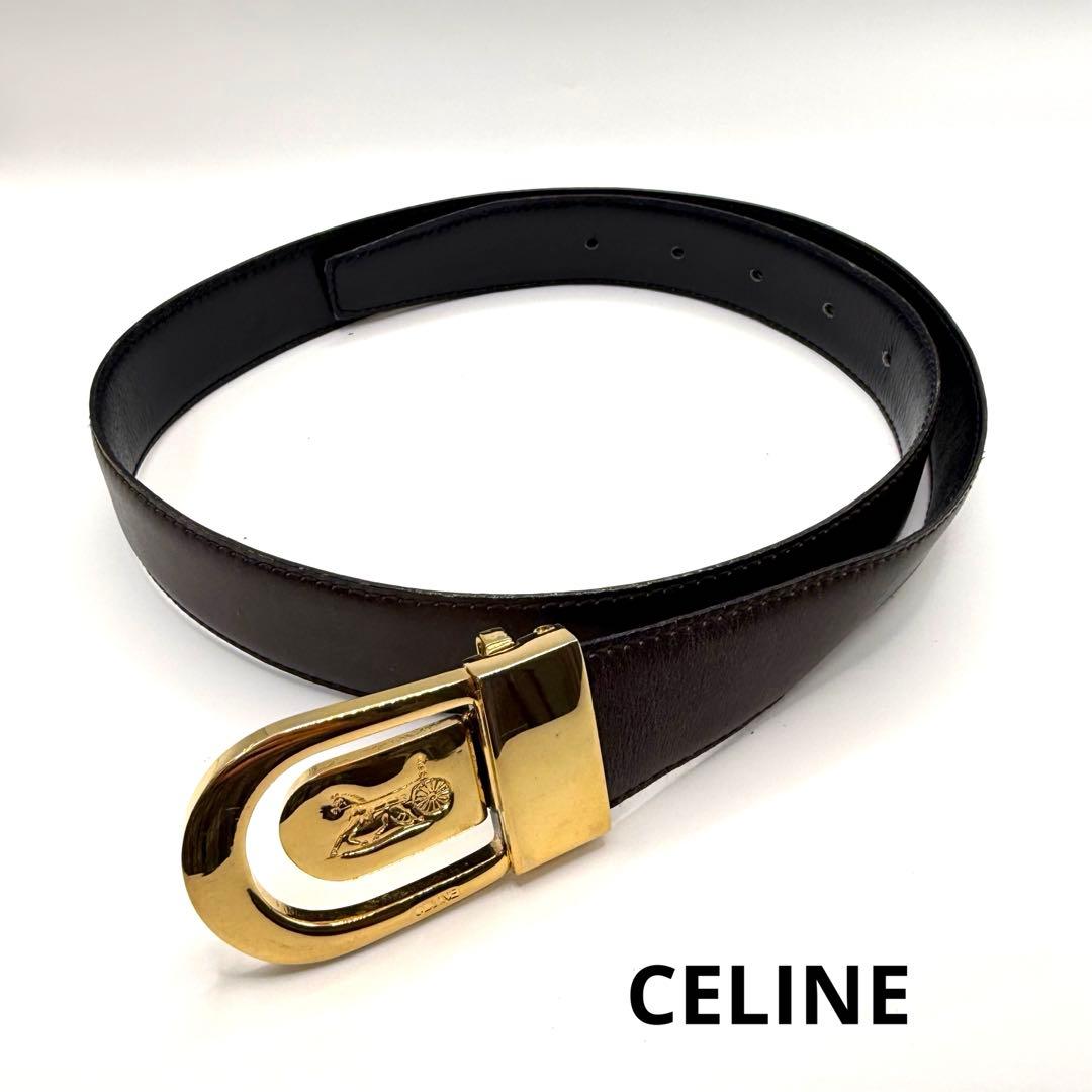 【美品】CELINE セリーヌ ベルト ゴールド金具 ブラウン