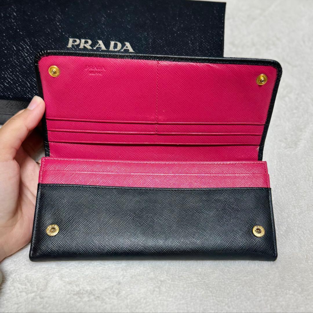 Prada プラダ　長財布　サフィアーノ　ゴールドロゴ
