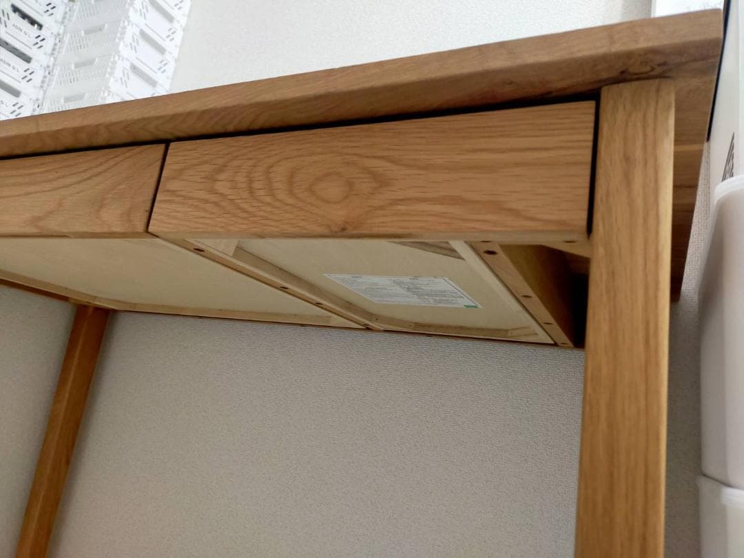 無印良品 MUJI 木製デスク オーク材 引出付 幅１４０ｃｍ 直接引取歓迎