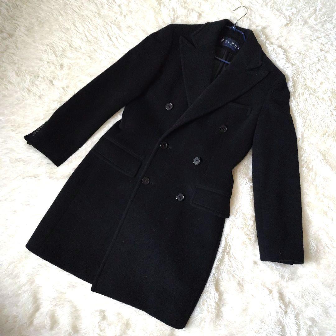 【美品】ラルフローレン　ダブルブレスト　ウールコート　9号　ブラック