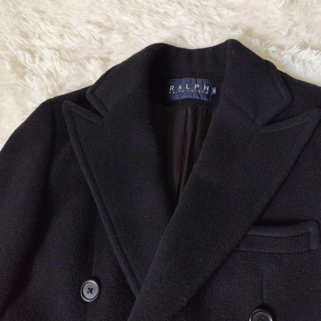 【美品】ラルフローレン　ダブルブレスト　ウールコート　9号　ブラック