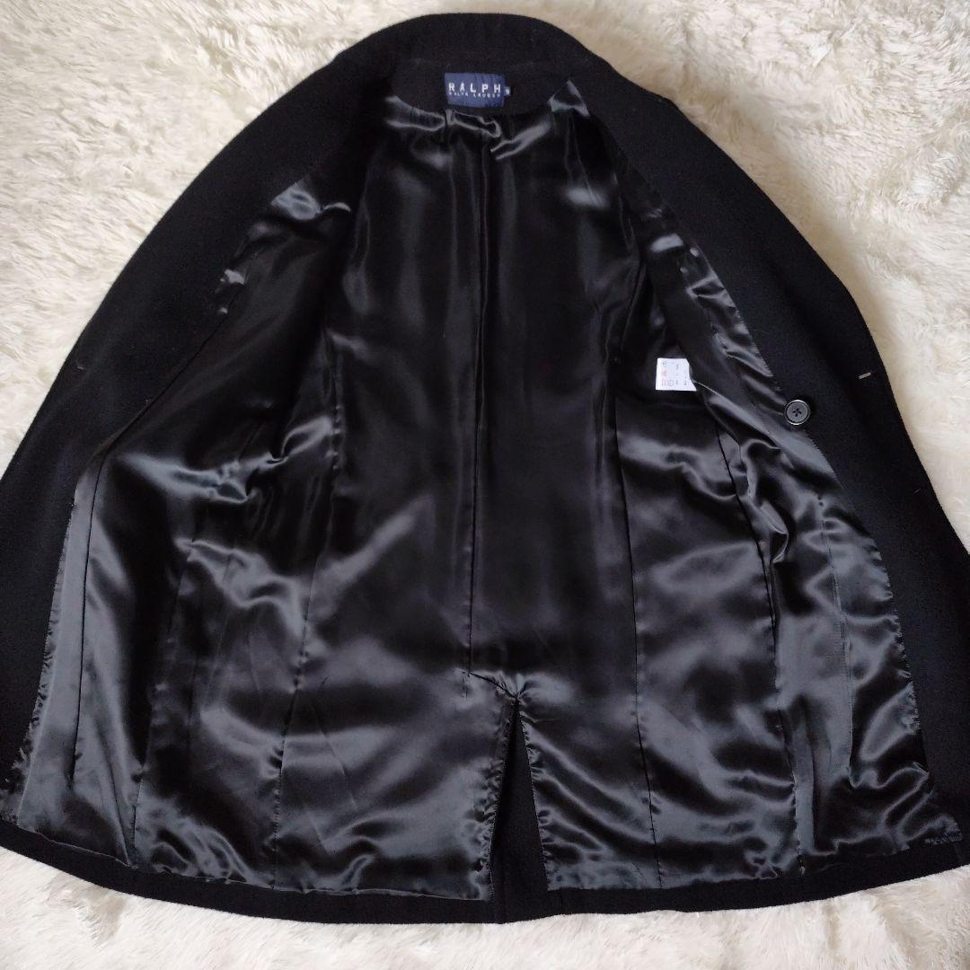 【美品】ラルフローレン　ダブルブレスト　ウールコート　9号　ブラック