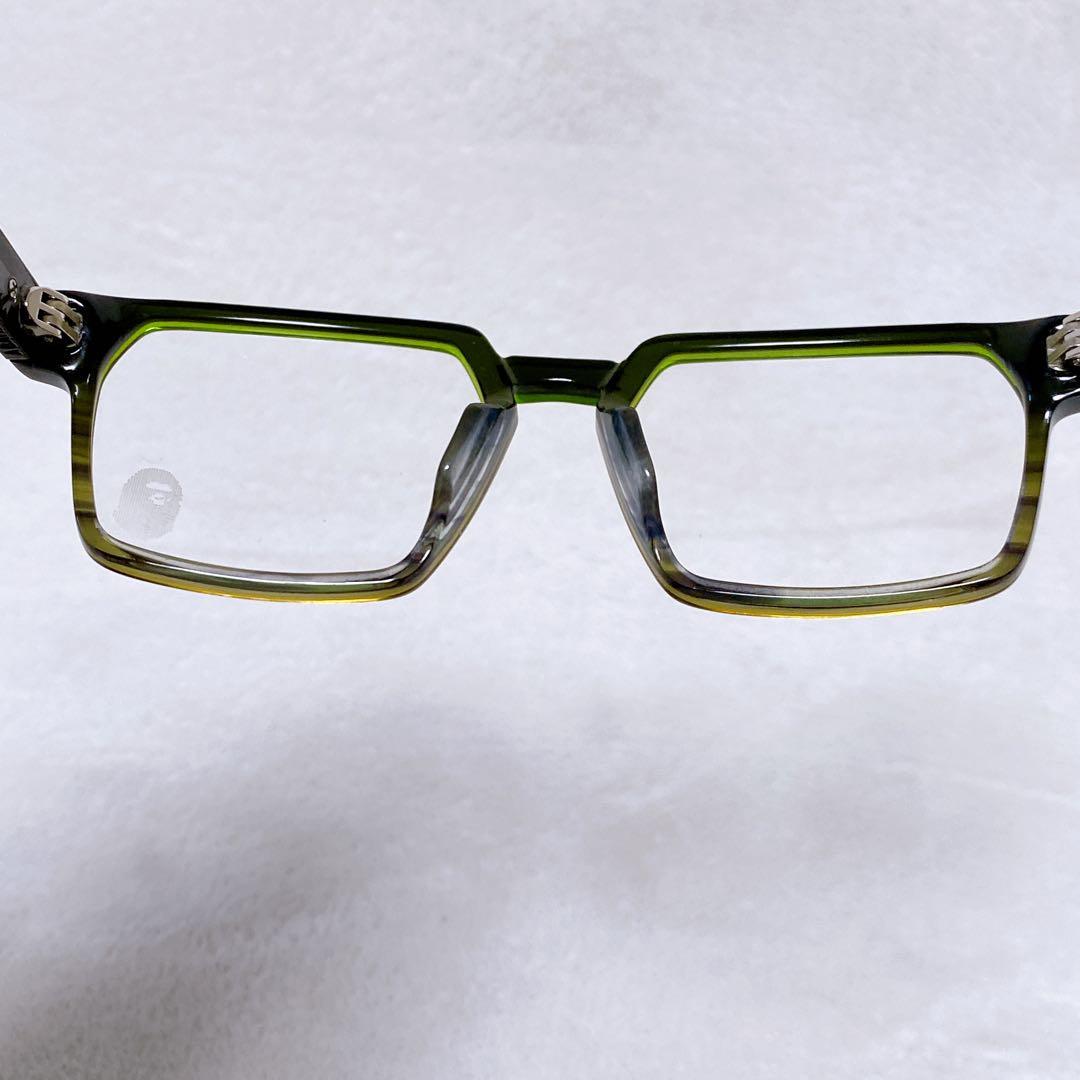 希少　A BATHING APE エイプ　伊達メガネ　サングラス　グリーン　ロゴ