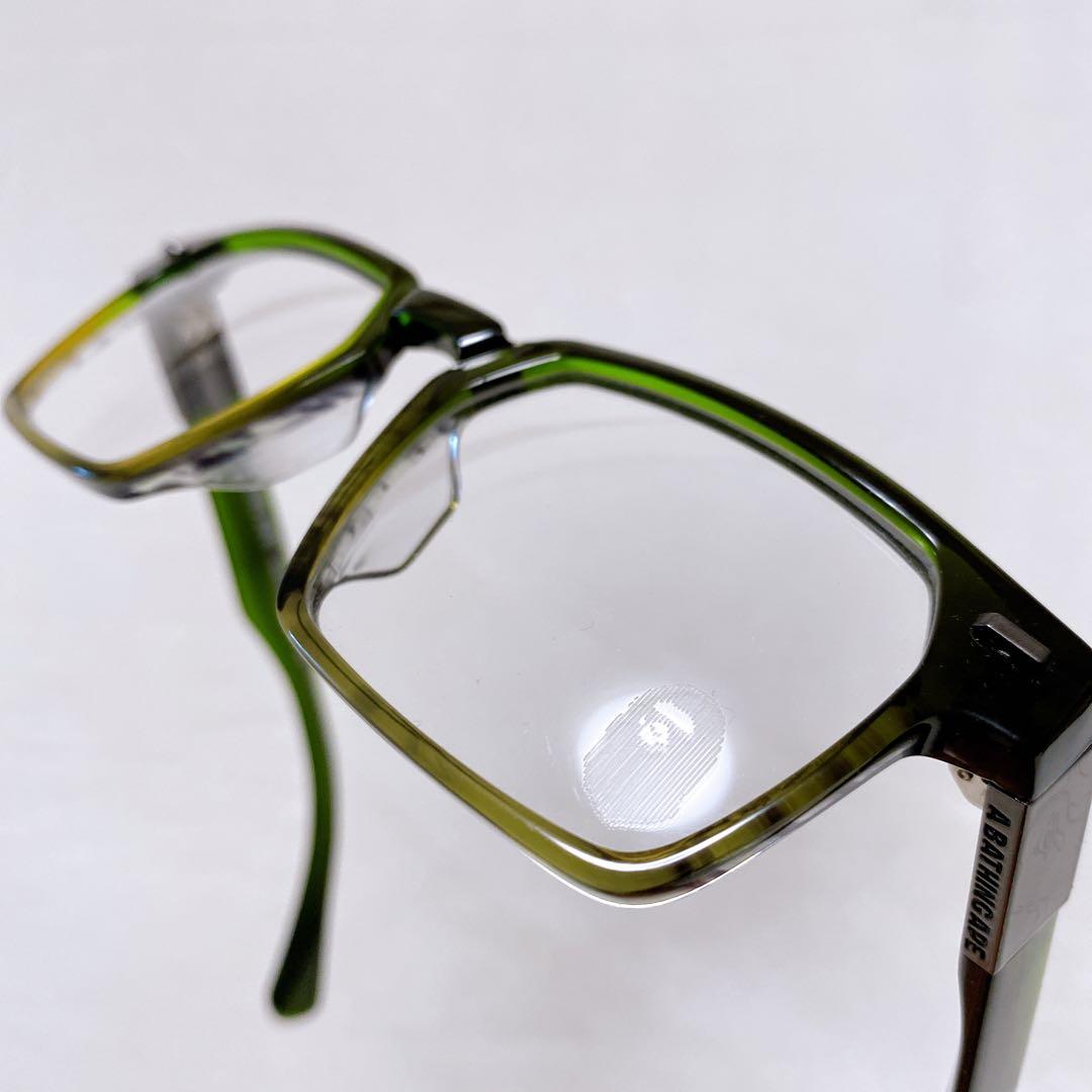 希少　A BATHING APE エイプ　伊達メガネ　サングラス　グリーン　ロゴ