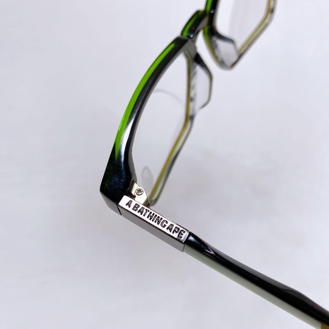 希少　A BATHING APE エイプ　伊達メガネ　サングラス　グリーン　ロゴ
