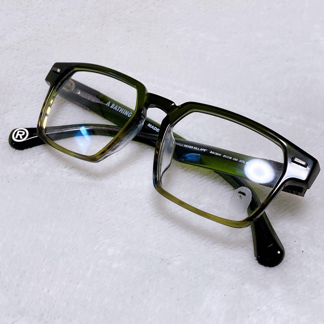 希少　A BATHING APE エイプ　伊達メガネ　サングラス　グリーン　ロゴ