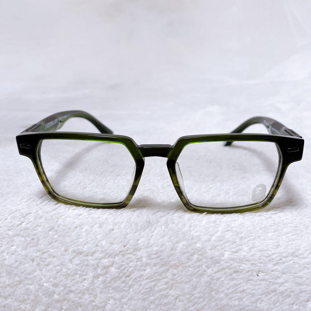 希少　A BATHING APE エイプ　伊達メガネ　サングラス　グリーン　ロゴ