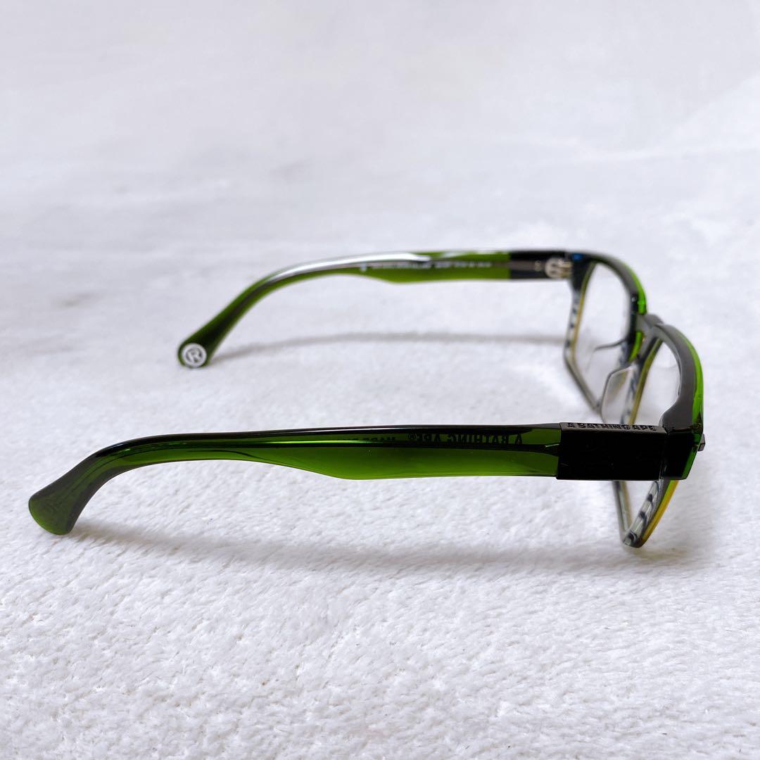 希少　A BATHING APE エイプ　伊達メガネ　サングラス　グリーン　ロゴ