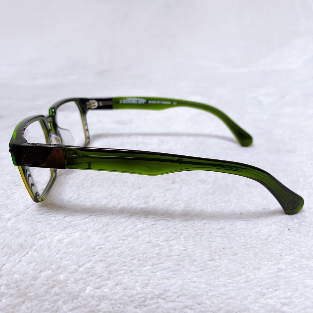 希少　A BATHING APE エイプ　伊達メガネ　サングラス　グリーン　ロゴ