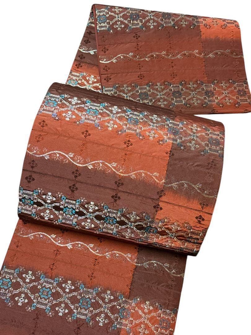 A20 新品　全通袋帯　紬　銀糸　フォーマル　着物　正絹