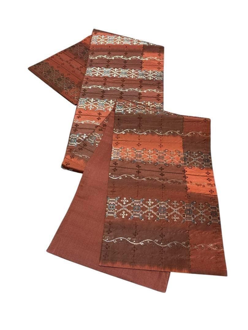 A20 新品　全通袋帯　紬　銀糸　フォーマル　着物　正絹