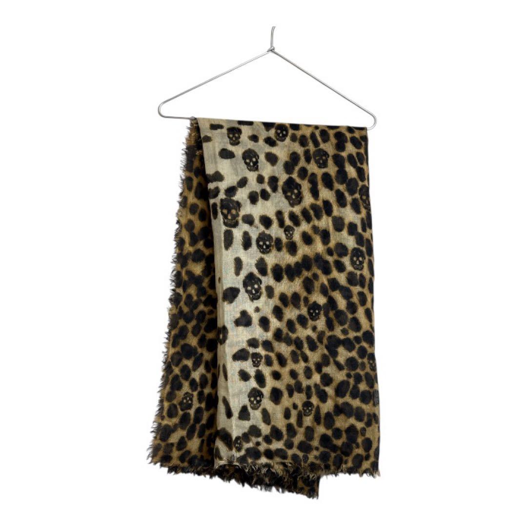 アレキサンダーマックイーン レオパード柄 スカル ストール カシミヤシルク
