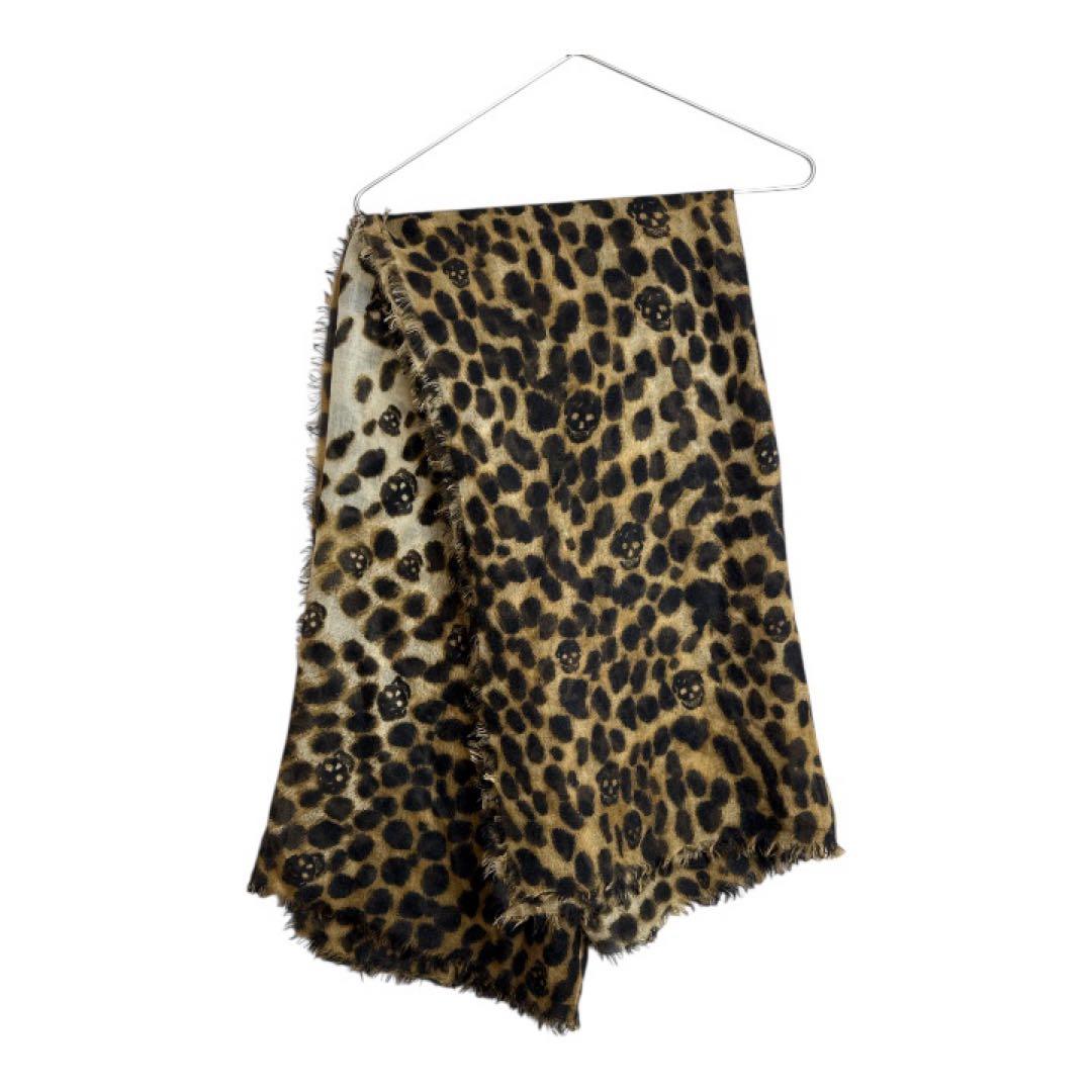 アレキサンダーマックイーン レオパード柄 スカル ストール カシミヤシルク