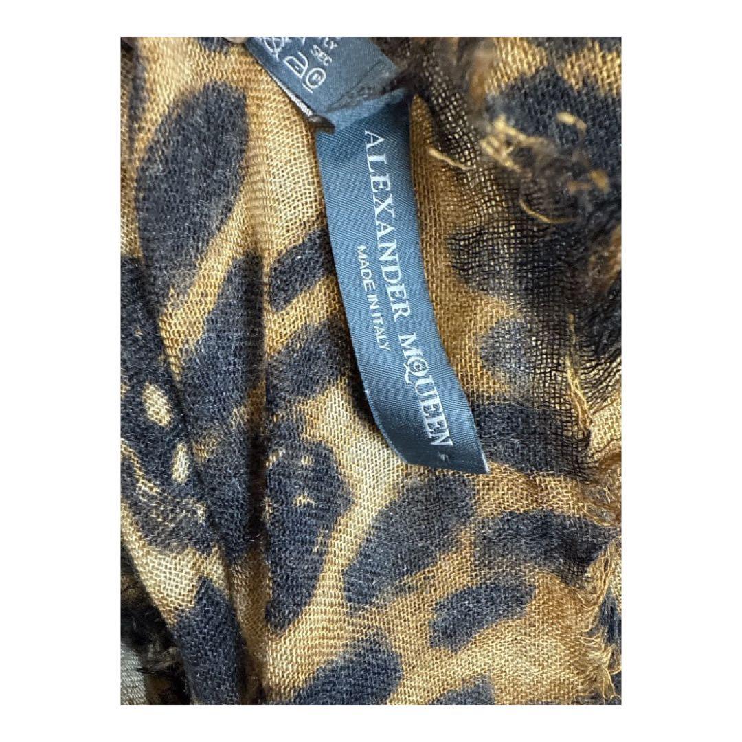 アレキサンダーマックイーン レオパード柄 スカル ストール カシミヤシルク