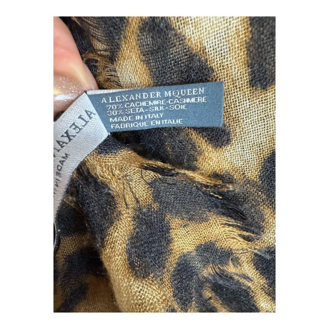 アレキサンダーマックイーン レオパード柄 スカル ストール カシミヤシルク