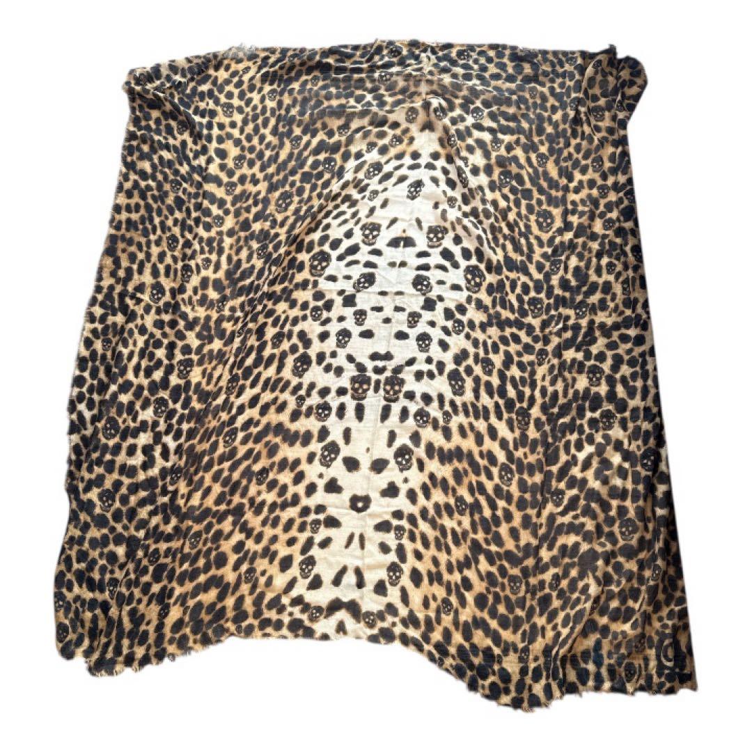 アレキサンダーマックイーン レオパード柄 スカル ストール カシミヤシルク