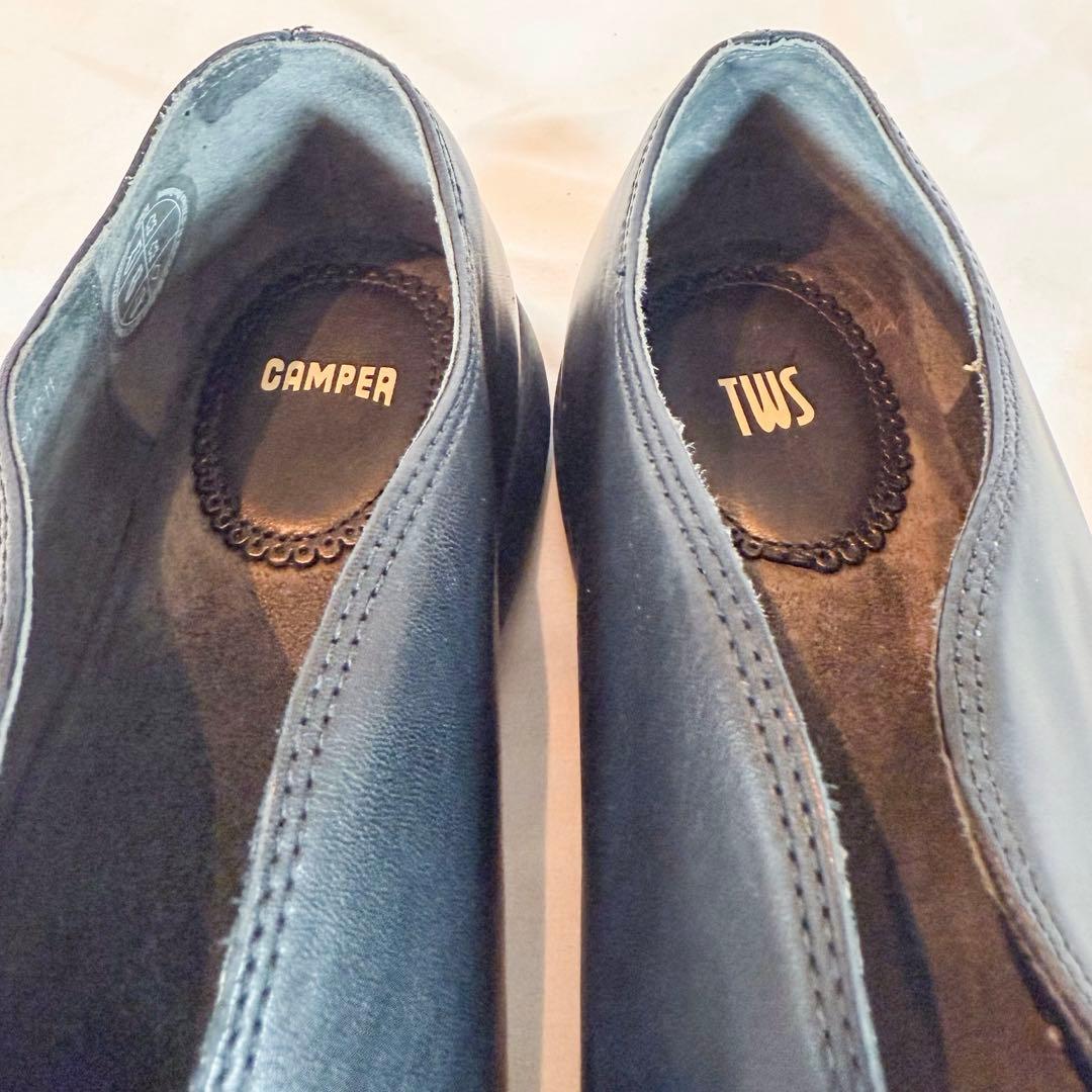 CAMPER TWINS レザー シューズ 総柄 プリント 黒 39