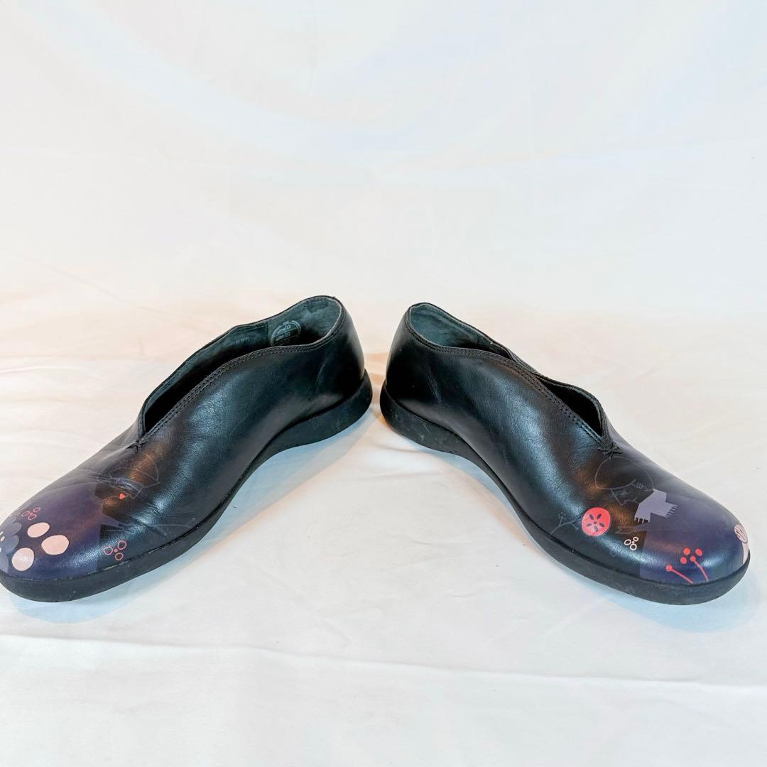 CAMPER TWINS レザー シューズ 総柄 プリント 黒 39
