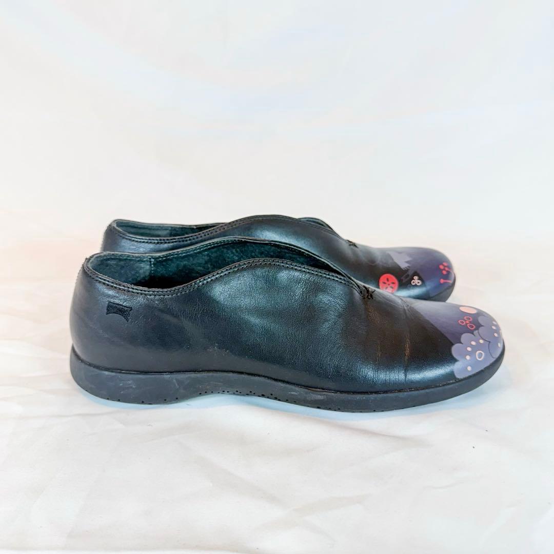 CAMPER TWINS レザー シューズ 総柄 プリント 黒 39