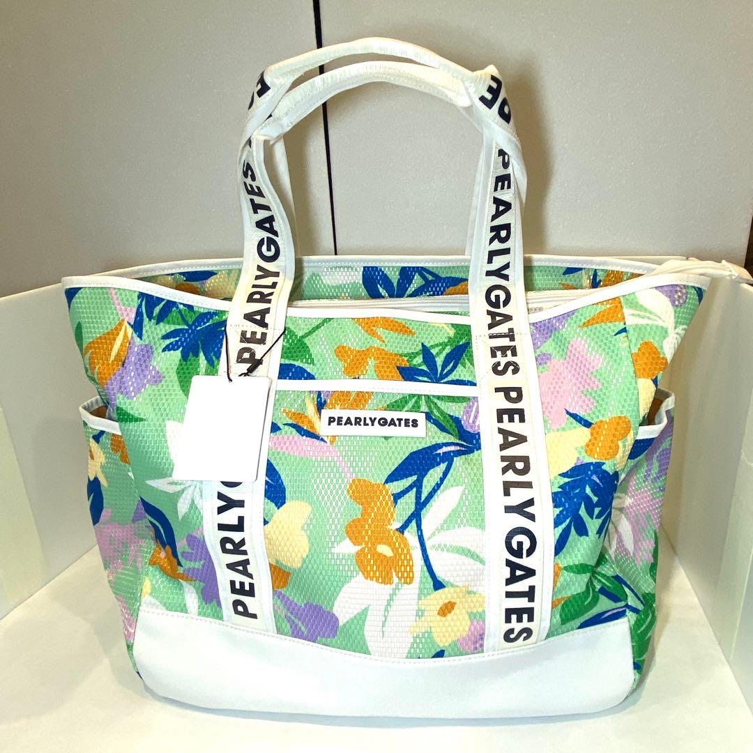 【新品未使用】PEARLY GATES ボタニカル柄メッシュトートバッグ