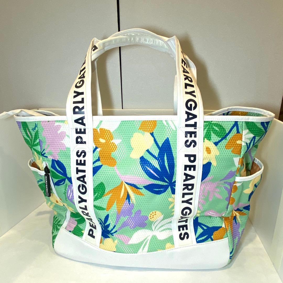 【新品未使用】PEARLY GATES ボタニカル柄メッシュトートバッグ