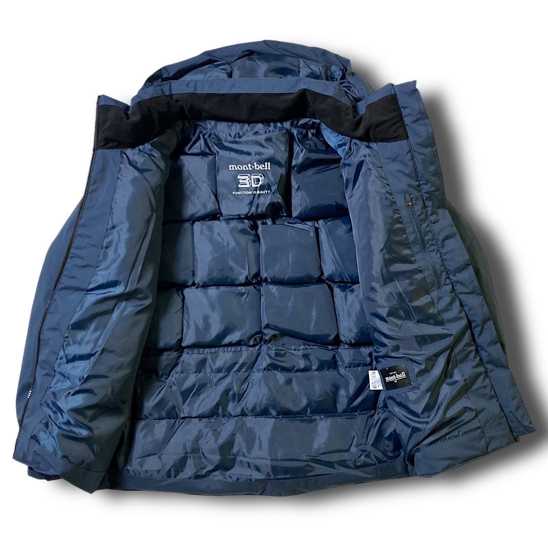 XL モンベル 防寒 胸止水ジップ エコダウンジャケット ネイビー 定4.9万