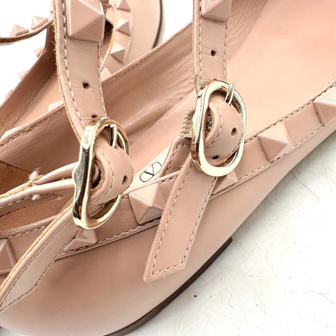 希少✨ ヴァレンティノ ロックスタッズ バレリーナ 【37】 ベージュ レザー