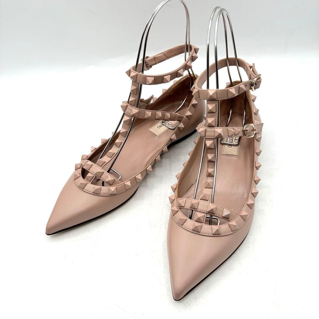 希少✨ ヴァレンティノ ロックスタッズ バレリーナ 【37】 ベージュ レザー