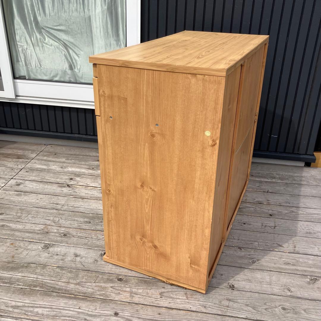 北欧レトロ モザイクガラス扉 木製サイドボード 飾り棚 食器棚 カップボード