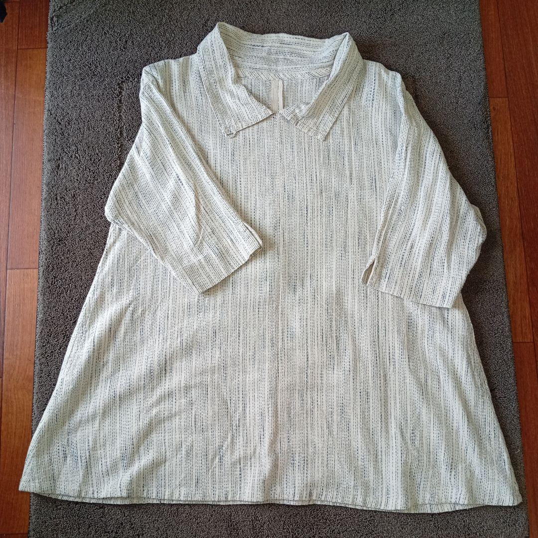 久留米絣工房藍木野　襟付き七分袖チュニック