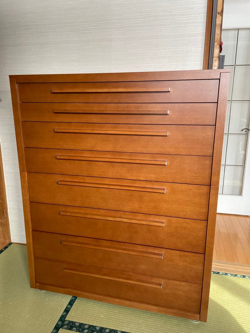 旭川家具　天然木製 ナラ材チェスト 幅1150mm