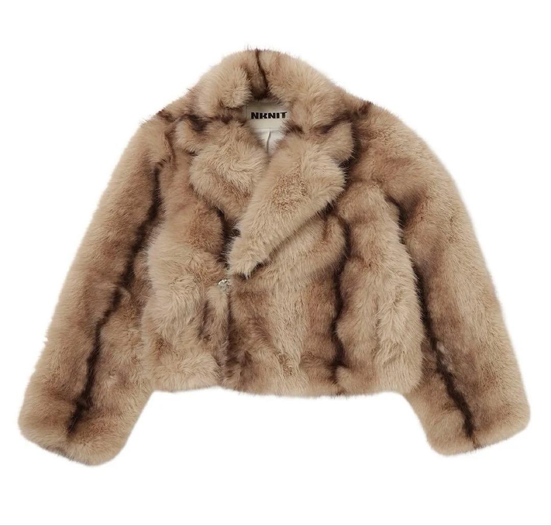 【nknite ンニット】vegan fur big jacket short
