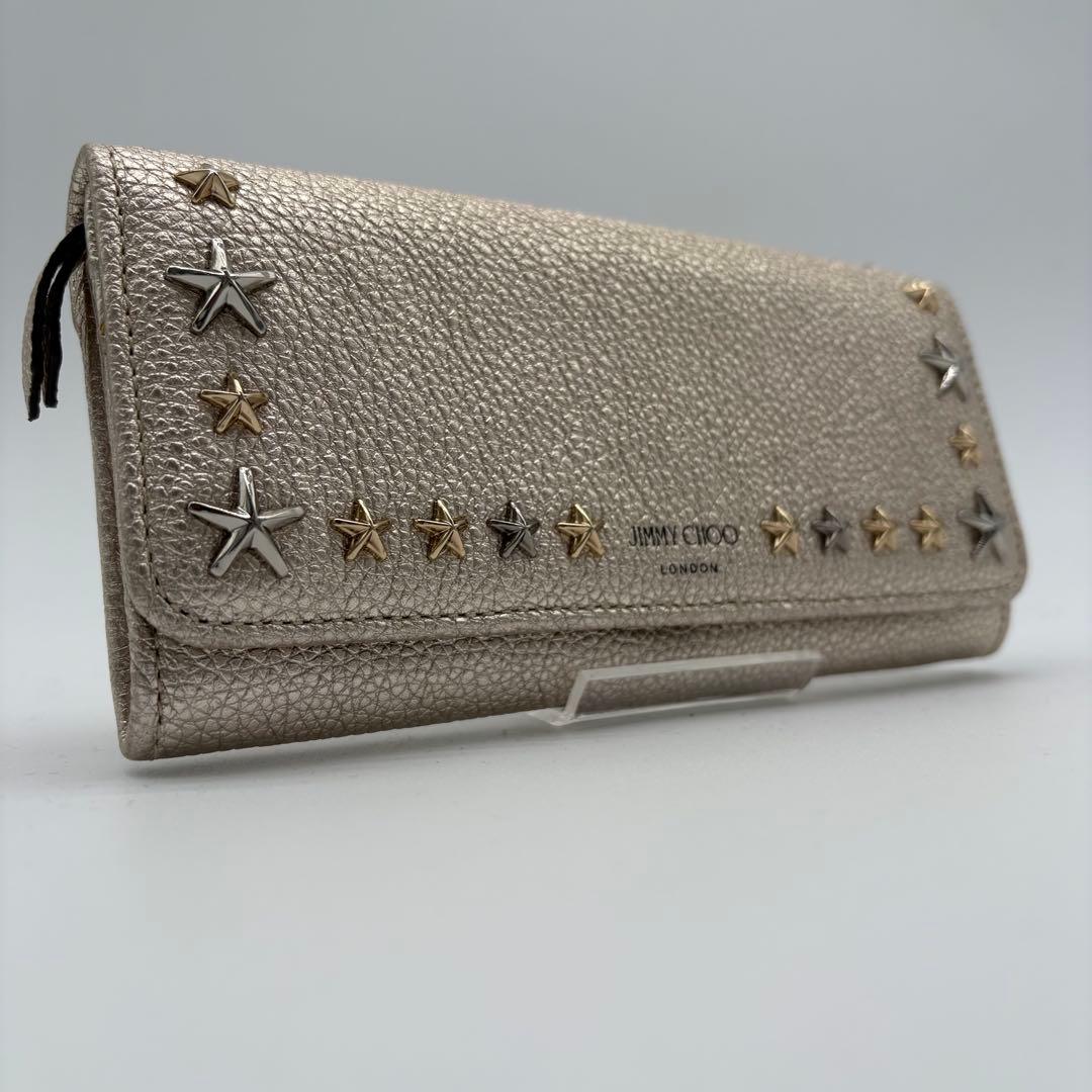 未使用箱付　ジミーチュー　長財布　スタッズ　ゴールド