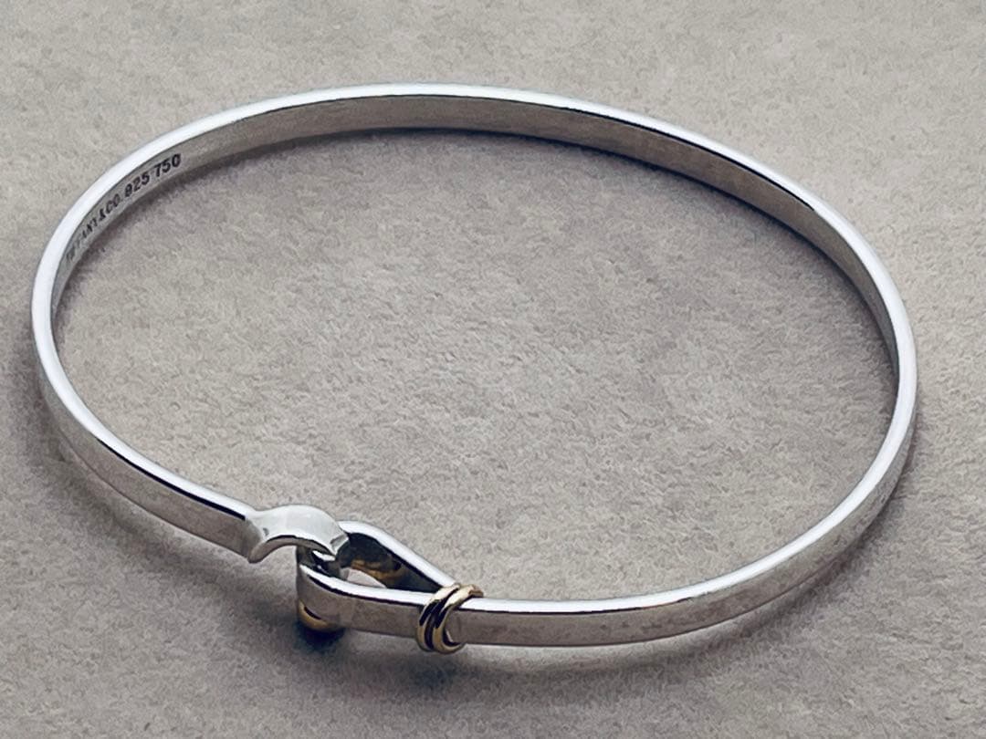 c341 ティファニー　フック&アイ　バングル　シルバー　925/750 k18