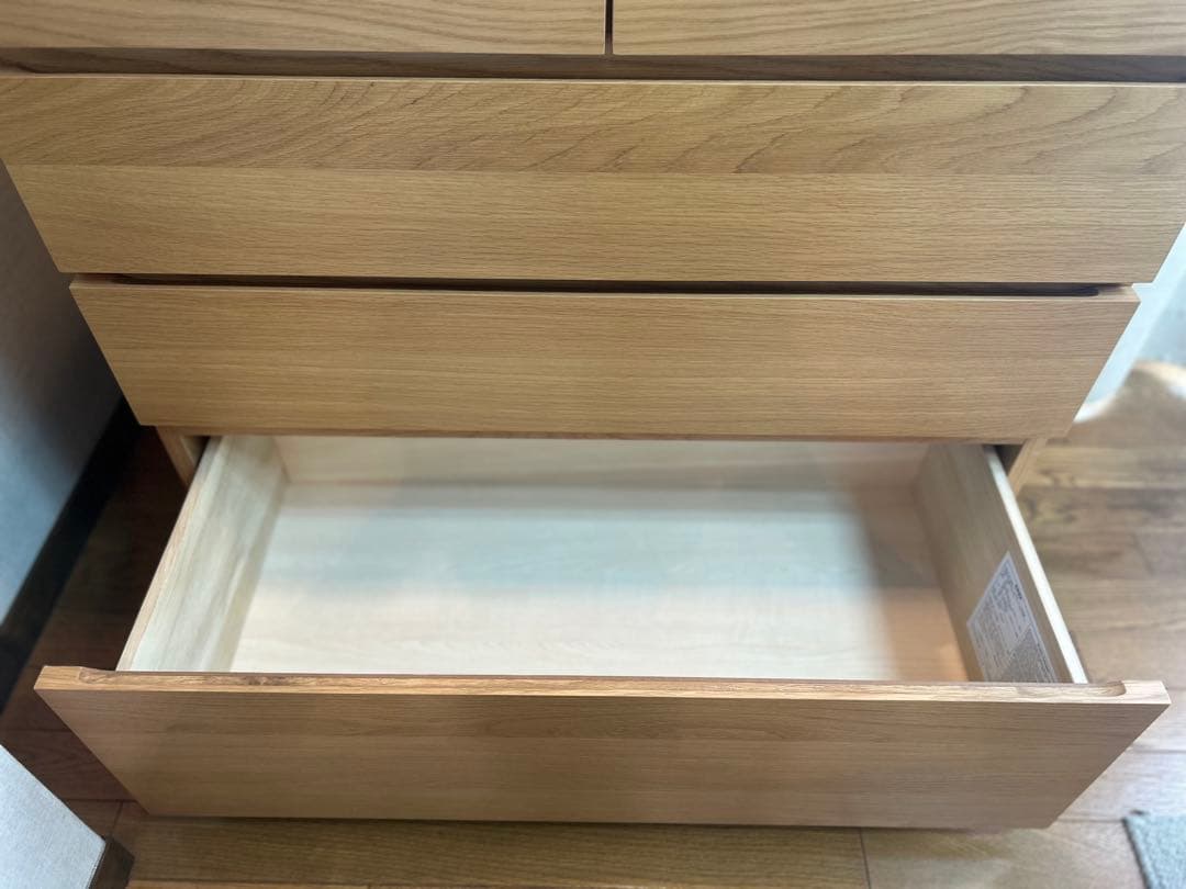 無印良品　木製チェスト 4段オーク材突板幅8 8x奥行44x高さ83cm