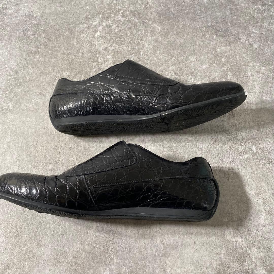 PRADA プラダ　革靴　ビジネス　シューズ　クロコ型押し　ブラック　25.5