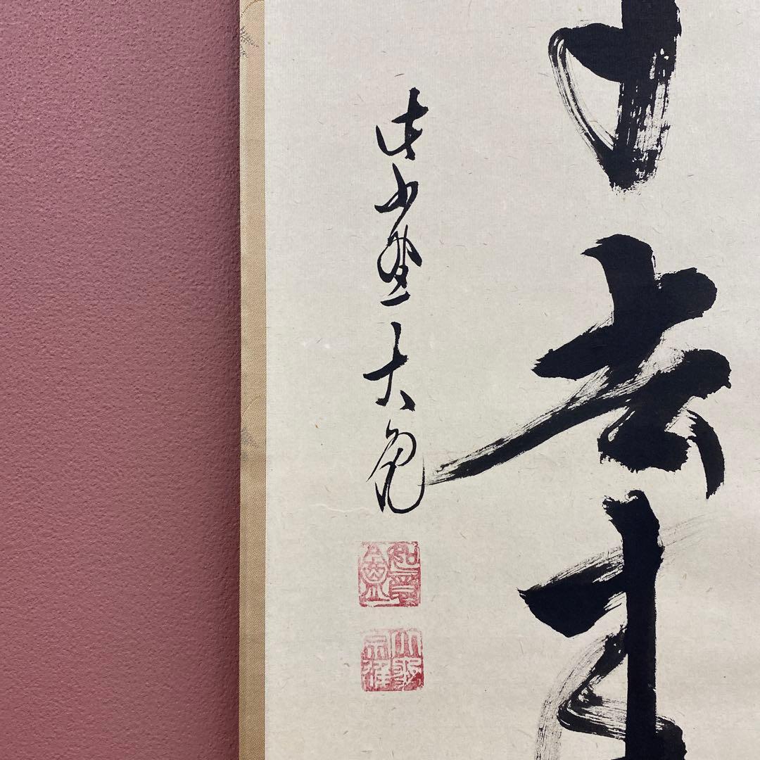 美品 掛け軸 大徳寺 立花大亀作「白雲自去来」共箱 中島静好堂表具 茶掛け