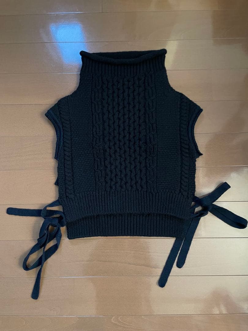 unfil アンフィル フレンチメリノケーブルニットハイネックウォーマー ベスト