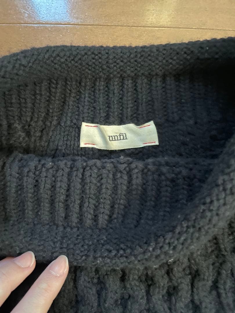 unfil アンフィル フレンチメリノケーブルニットハイネックウォーマー ベスト