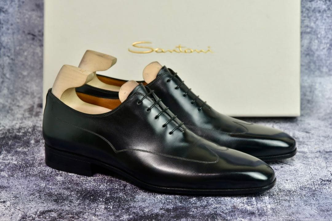 サントーニ　ブラインドブローグ　レザーシューズ　サイズ7.5　ブラック