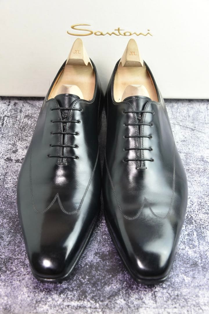サントーニ　ブラインドブローグ　レザーシューズ　サイズ7.5　ブラック