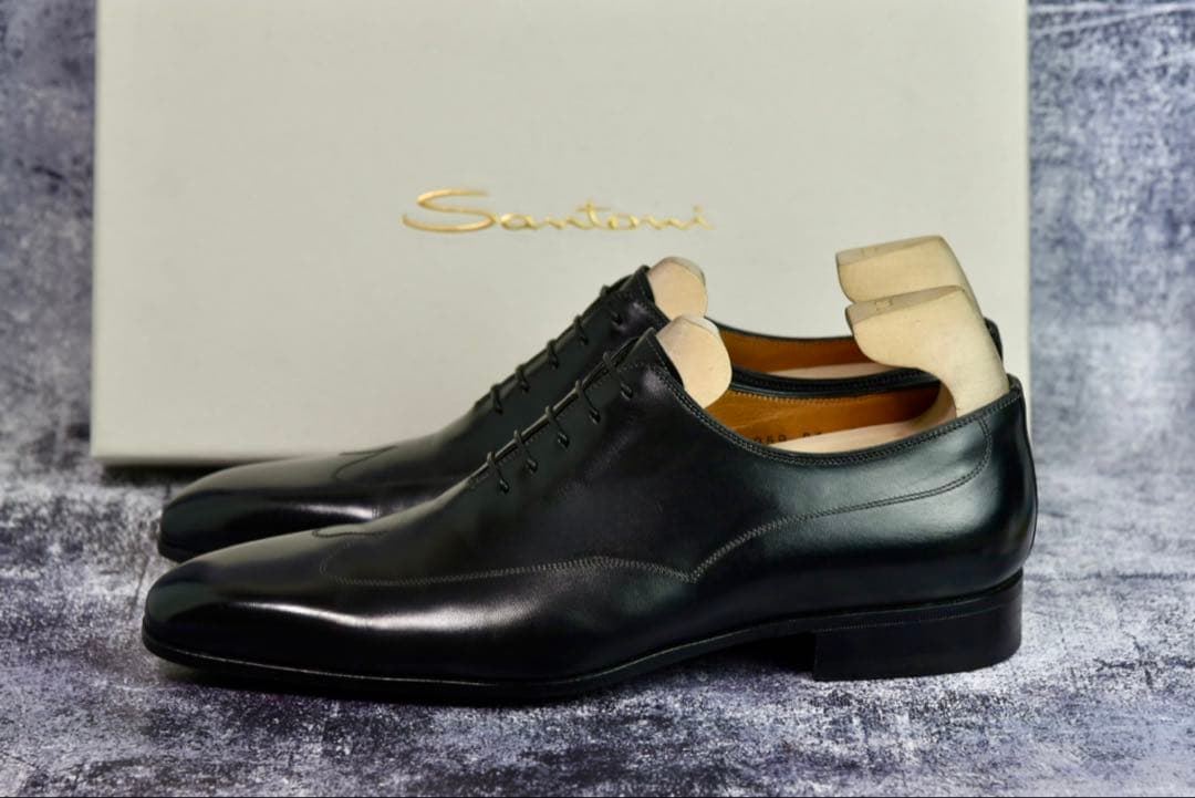 サントーニ　ブラインドブローグ　レザーシューズ　サイズ7.5　ブラック