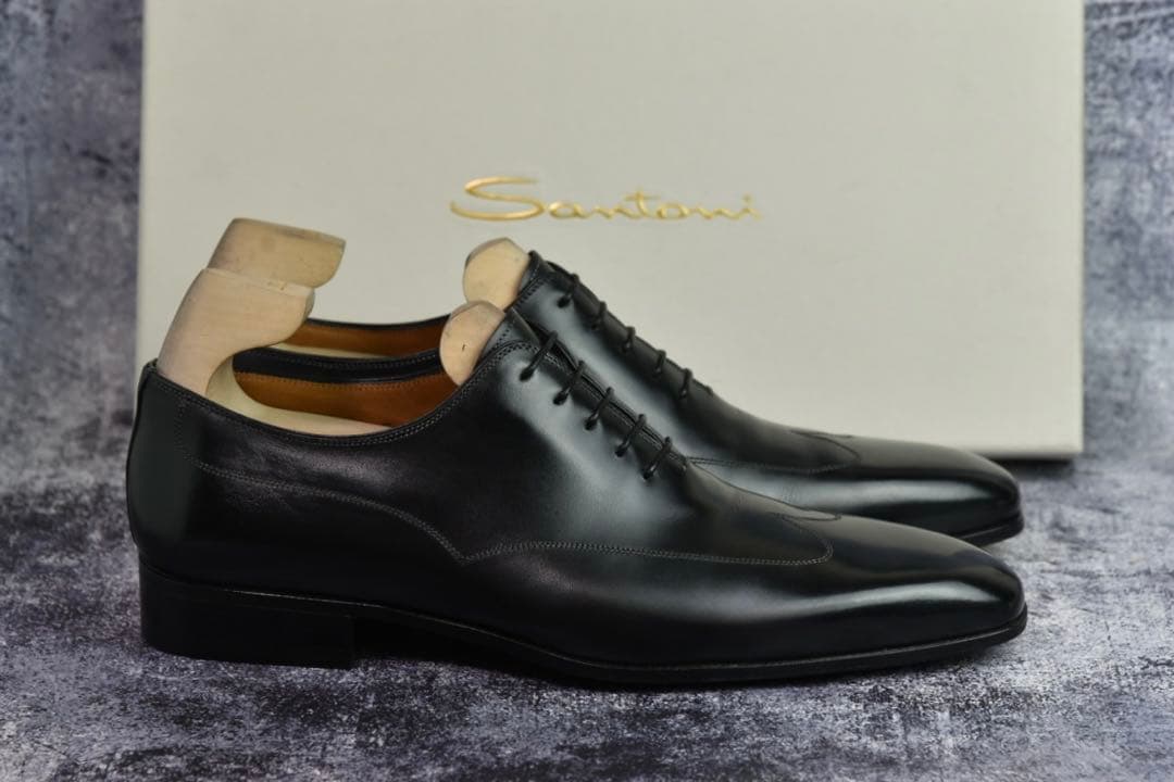 サントーニ　ブラインドブローグ　レザーシューズ　サイズ7.5　ブラック