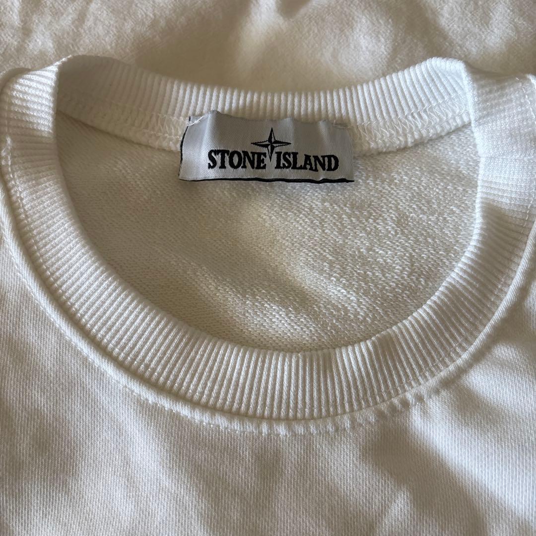 ストーンアイランド ホワイト クルーネック スウェット トレーナー