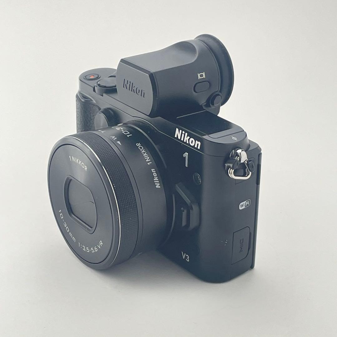 【美品・返品保証】Nikon 1 V3 ブラック 標準レンズキット