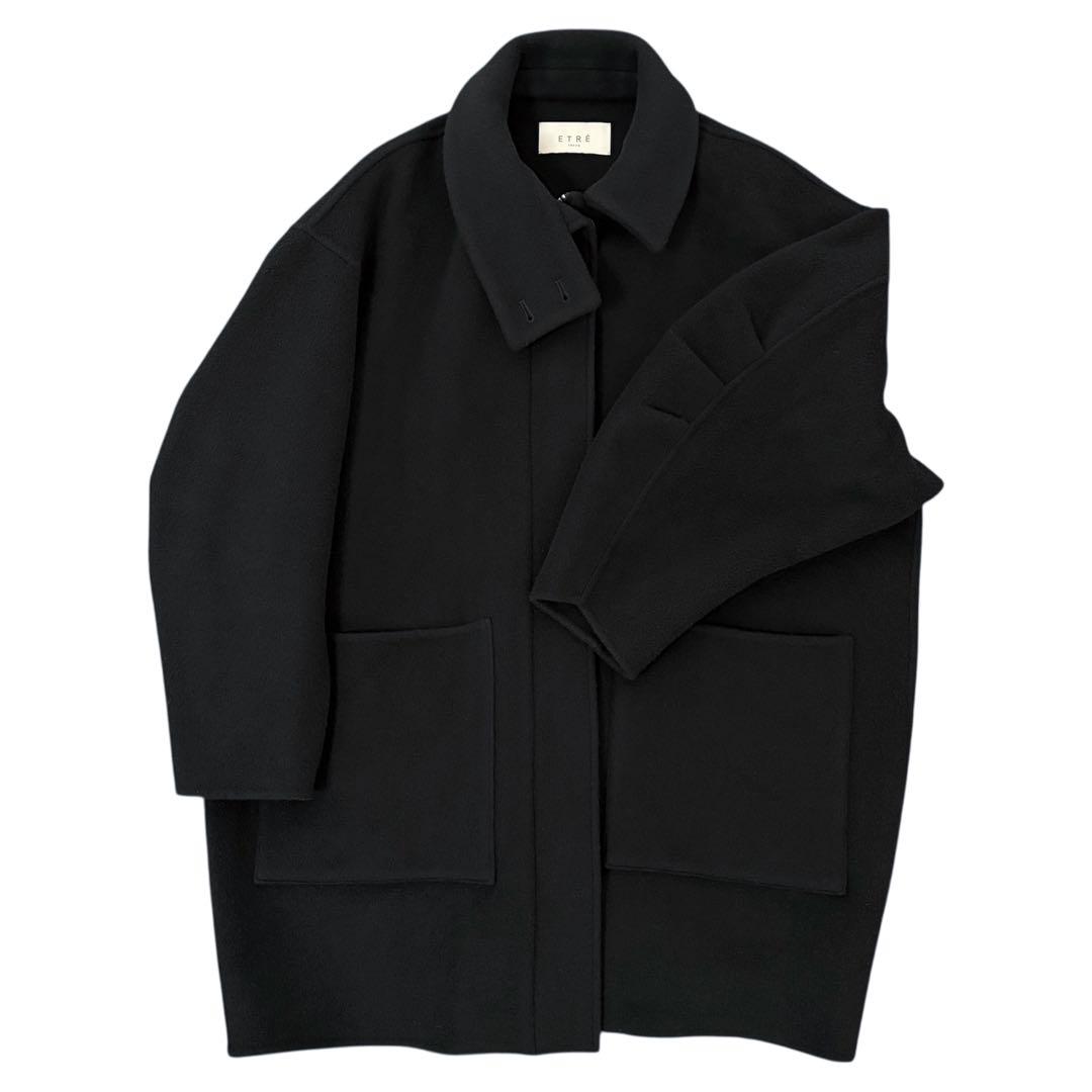 【美品】ETRE TOKYO フーディストールリバーショートコート ブラック S