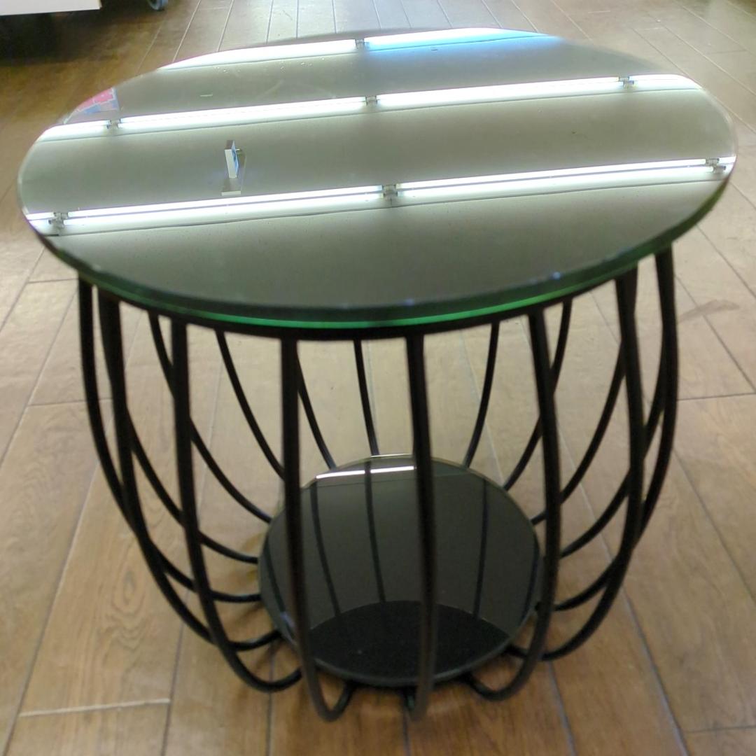 〈即購入可〉ドリームベッド サイドテーブル ガラステーブル ブラック アイアン