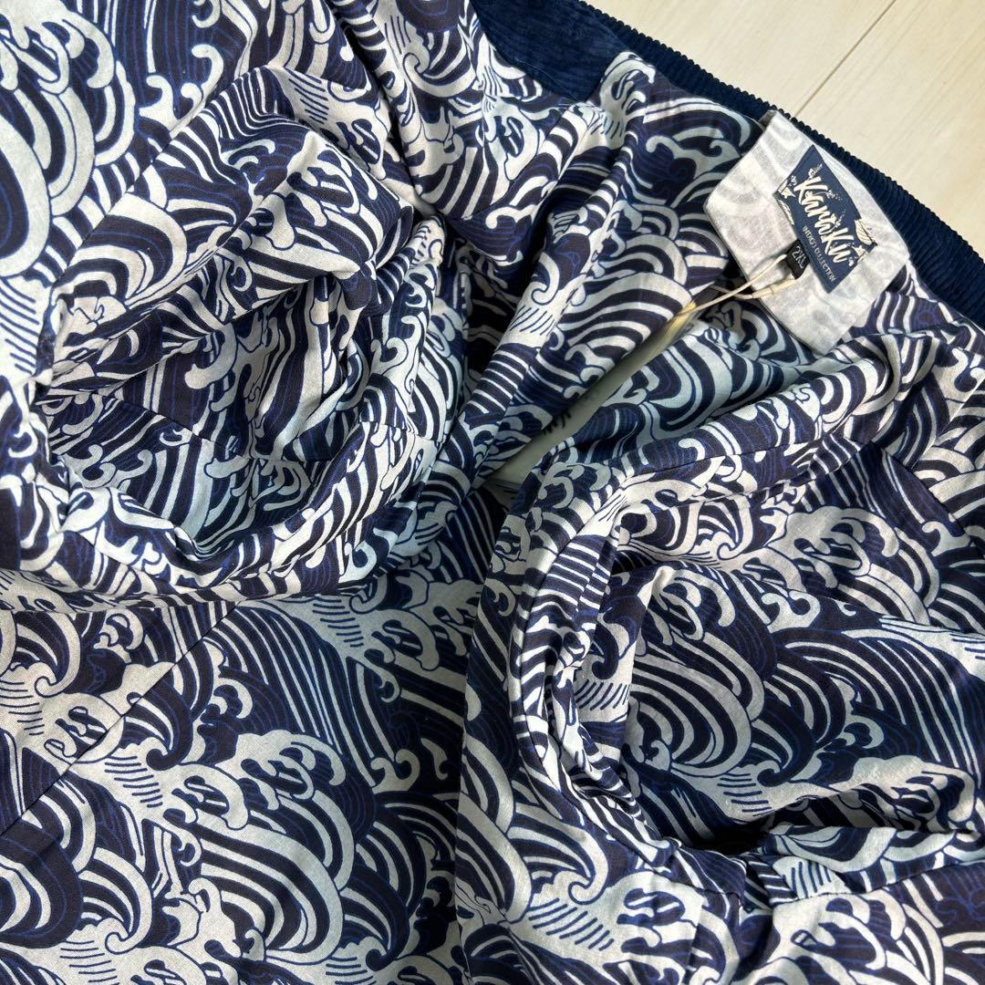 【新品タグ付き】KARAKU コーデュロイカバーオール 2XL ネイビー 波柄