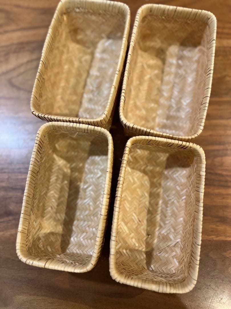 鳥越竹細工　弁当長四角　小物入れ　ランチボックス　2個セット