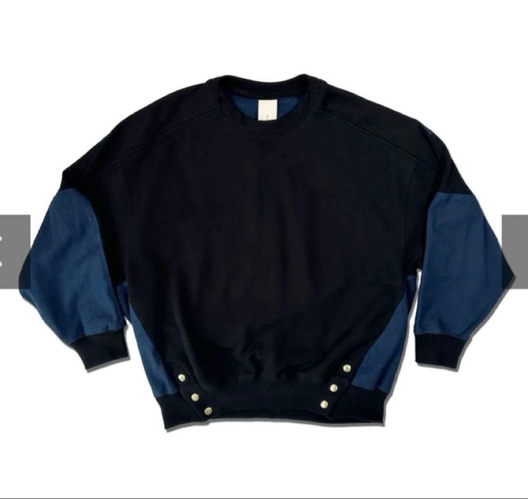 eriutsugi eワッペンスウェットトップ ブラック×ネイビー